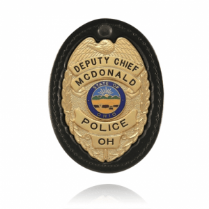 Boston Leather Oval Recessed Badge Holder With Clip